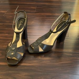 NWOT Cole Haan Nike Air Brown Open Toe Stack Heels